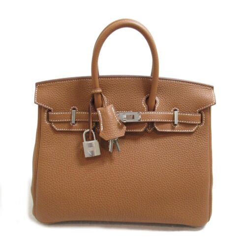 HERMES Birkin 25 hand bag U 041344CK Togo leather Brown Gold SHW Used - Imagen 1 de 10
