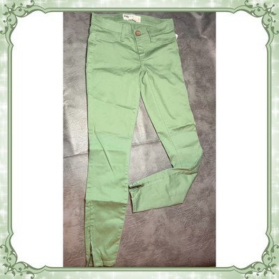 RSQ Miami Sage Green Ankle Zip Jeggings Buckle Free Skinny Jeans Bke People Sz 0