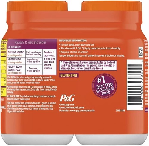 Metamucil Fiber Therapy for Regularity Fiber Supplement - 170 Count - Pack of 2 - Picture 3 of 12