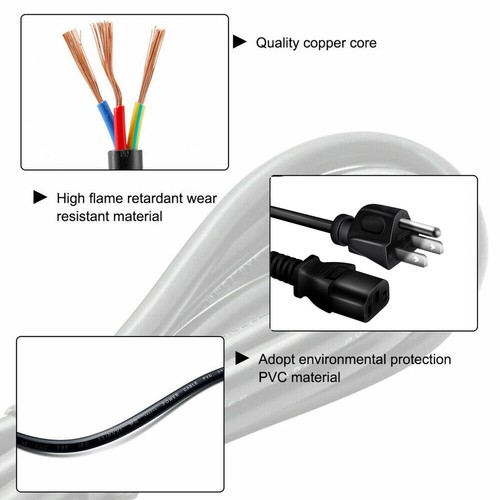 Aprelco 6ft UL 3 Prong Power Cord For Fender '68 Custom Vibrolux Reverb-Amp US - 第 3/4 張圖片