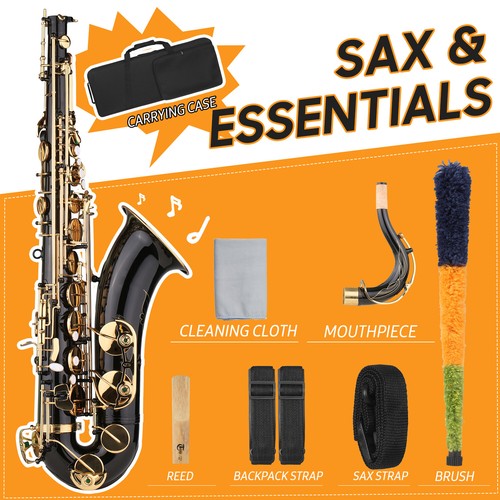 B-flat Tenor Saxophone Bb Black Lacquer Sax for Musicians Beginners 2024 R7R8 - Picture 8 of 8