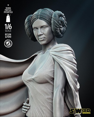 Princess Leia 3D Printed Figure, Iconic Star Wars Rebel Leader Statue, Unpainted - Picture 7 of 7