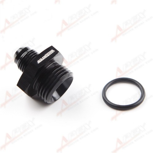 US 2PCS AN-6 AN6 To 10AN 7/8-14 UNF Straight Cut Male Fitting With O-Ring Black - Picture 5 of 6