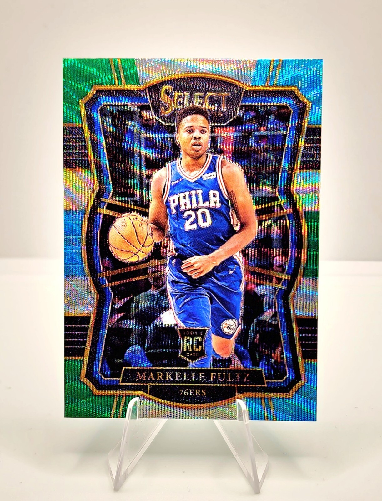 2017-18 Panini Select Markelle Fultz RC #195 Premier Level Tri-Color Prizm MAGIC
