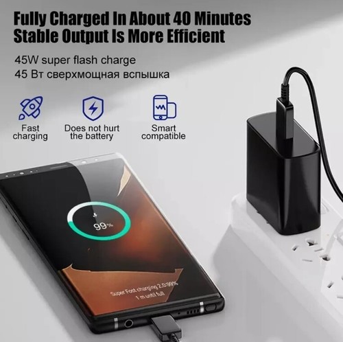 45W PD Schnellladegerät USB-C für S23 S24 Ultra Note EU Stecker Adapter - Bild 6 von 9