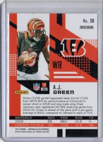 2017 Panini Unparalleled A.J. GREEN Pink Swirlorama Card #38 Cincinnati Bengals - Picture 2 of 2