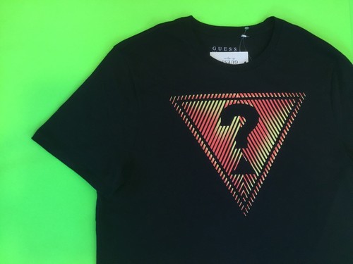 GUESS Los Angeles Men’s Short Sleeve T-Shirt Size MEDIUM Black w/Orange,Yellow - Picture 6 of 12
