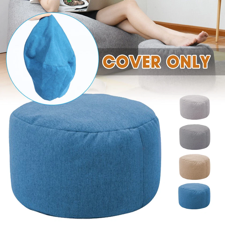 Bean Bag Cover Ottoman Footstool Stool Chair Cover Rest Pouffe Cotton Linen 1PC - Image 4 of 4