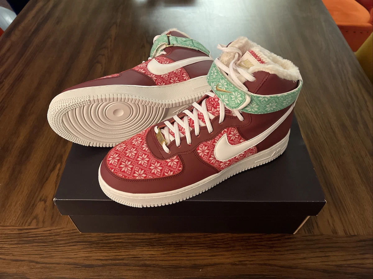 Nike Air Force 1 High 07 Nordic Christmas Sweater DC1620-600 Me's Size 10