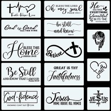 14PCS Christian Stencils Painting on Wood, Bible Sign Motivational Saying Fai...