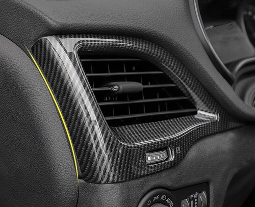 Cubierta de ventilación de salida de aire acondicionado para auto L&R para Jeep Cherokee 2014-20 rojo fibra de carbono - Imagen 3 de 11