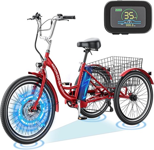 MOONCOOL Electric Tricycle Electric Electric Trike with 350w Motor BatteryBasket - Picture 19 of 100