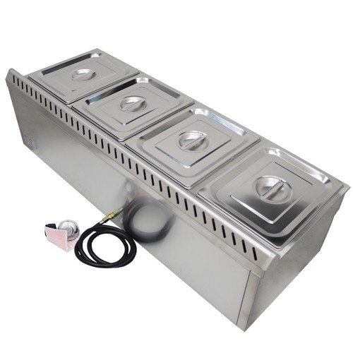 4-Pan LP GAS Food Warmer Buffet Steam Heater Steam Table 4" Deep 1/2 Size Pan - Picture 8 of 24