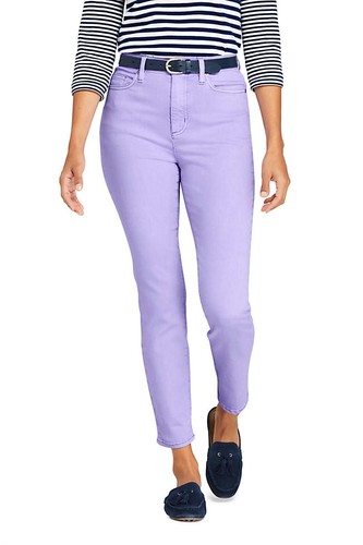 Lands' End High Rise Slim Straight Leg Ankle Jeans Light Amethyst 4P Neu ohne Etikett (915)