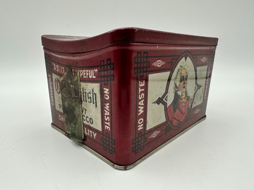 Old English Curve Cut Pipe Tobacco Tin Antique Advertising Hinged A+ Condition! - Picture 10 of 12