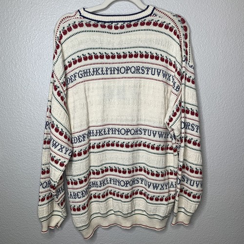 NWT Vintage BONWORTH Large Teacher Sweater ABC Embroidered Alphabet Ladies - Picture 6 of 6