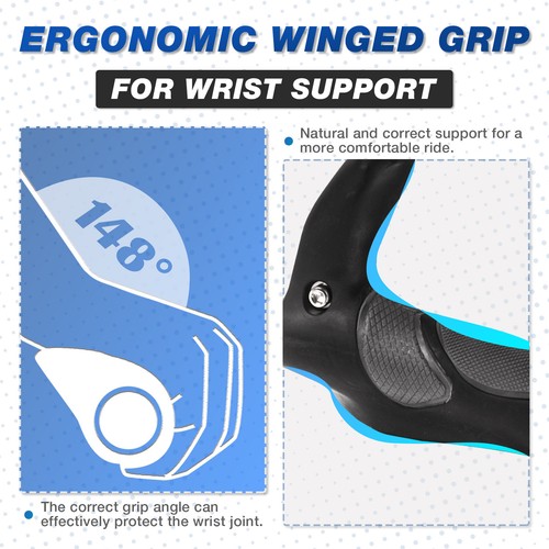 Bike Handlebar Grips Rubber Antislip Ergonomic  Lock-on Bicycle Handlebar Grips - Picture 3 of 7