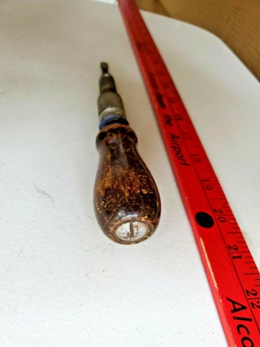 Vintage Handwerker Hand Spiral Ratsche Schraubendreher Holzgriff - Bild 10 von 12