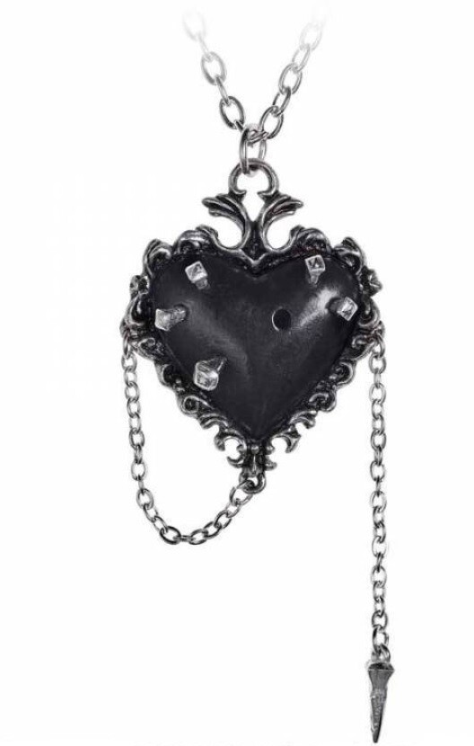 Alchemy Gothic 18" Puffed Black Pewter 'Witches Heart' Pendant & Safety Chain - Picture 2 of 6