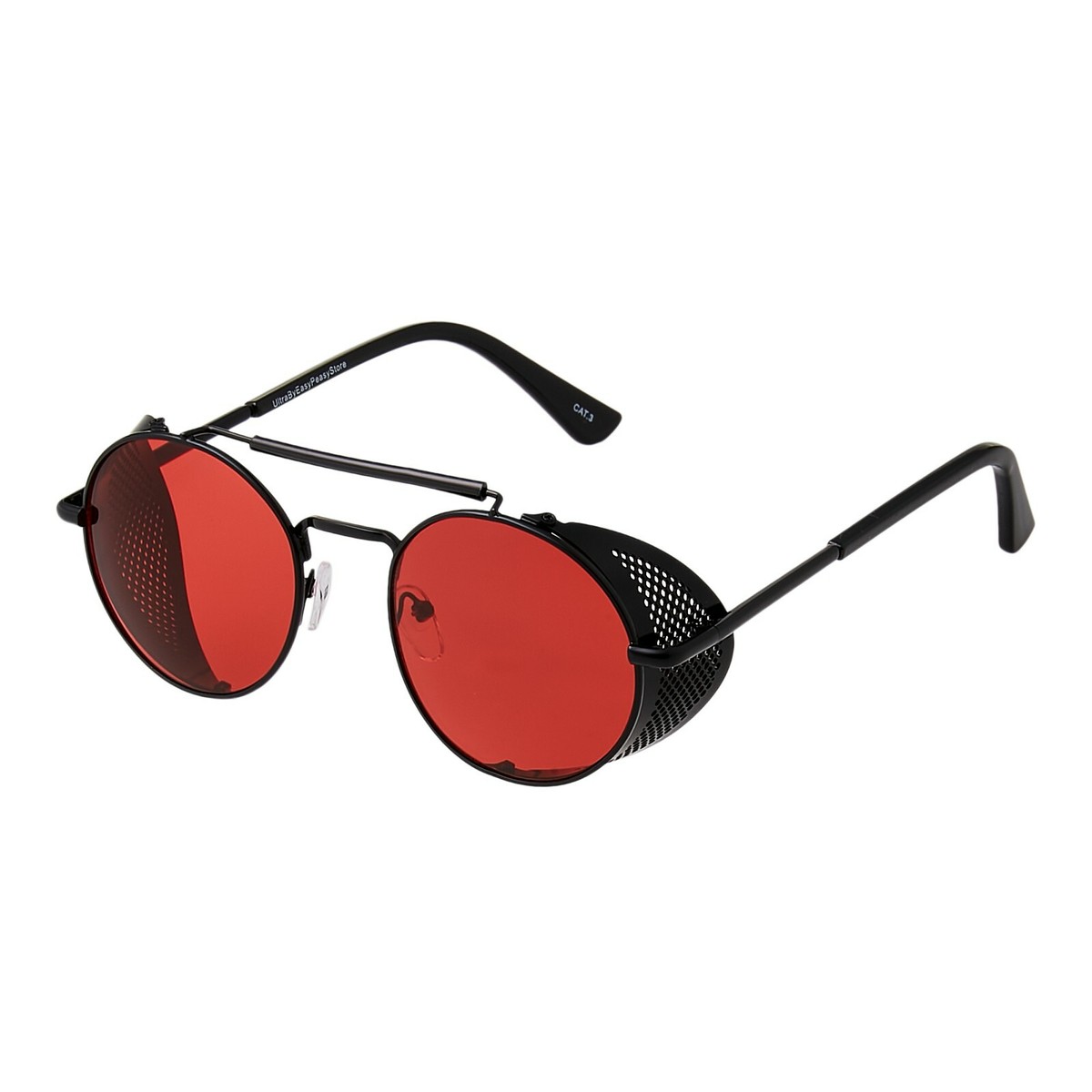 Black and Red Steampunk Glasses Cyber Round Retro Goggles Black and Red Steampunk Glasses Cyber Round Retro Goggles