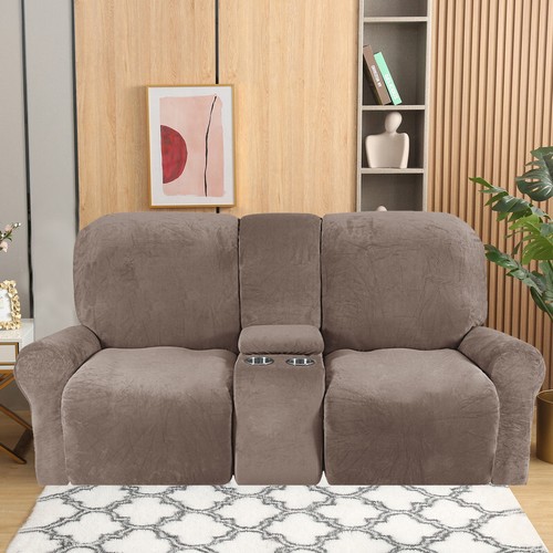 2-Seat Sofa Covers Stretch Recliner Couch Cover with Console Slipcover - Picture 130 of 137