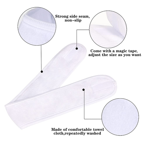 Facial Spa Headbands 4 PCS, Makeup Shower Bath Wrap Sport Headband Terry Cloth - Picture 3 of 12