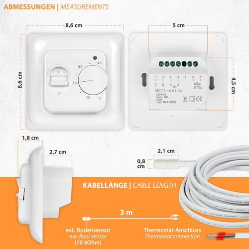 Elektrische Fußbodenheizung f. Fliesen 12W/Meter elektro Bodenheizung Heizkabel - Bild 15 von 53