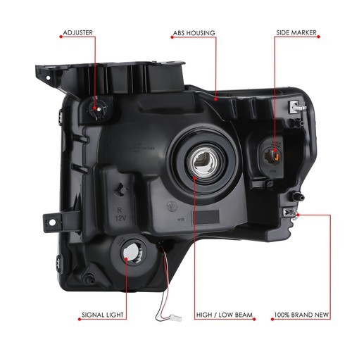 For 2009-2014 Ford F150 Pickup RGB LED Halo Ring DRL Headlight Lamps Black/Amber - Bild 6 von 12