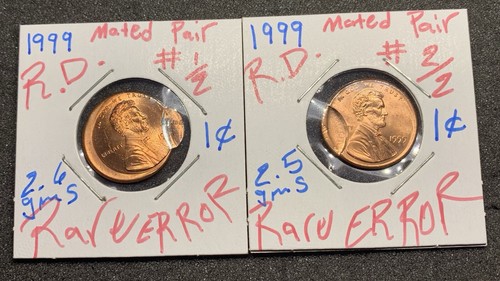 1999 1c Lincoln Cents Rare Error Mated Pair coin # 1/2 # 2/2 Coins ๐ฅ - Picture 6 of 10