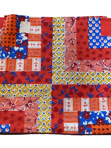 Set Of 8 Vintage Bucilla Patchwork Floral Colorful Napkins Kitschy Orange NOS - Picture 3 of 5