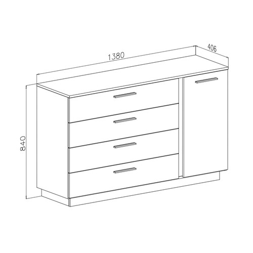 Kommode LUNA II Sideboard Weiß Hochglanz Push-Open Chrom Griffe LED 4 Schubladen - Bild 11 von 23