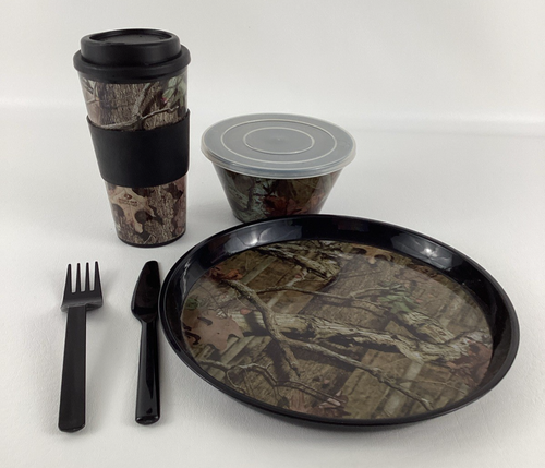 Mossy Oak Break Up Plate Utensils Reusable Bubba Tumbler Bowl Lid Camouflage Set
