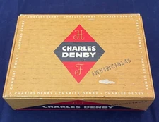 ©1963 VINTAGE CHARLES DENBY "INVINCIBLES" EMPTY WOODEN CIGAR BOX