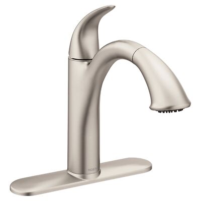 MOEN Camerist 7545SRS Pull Out Sprayer Kitchen Faucet with Spout Swivel in Spot
