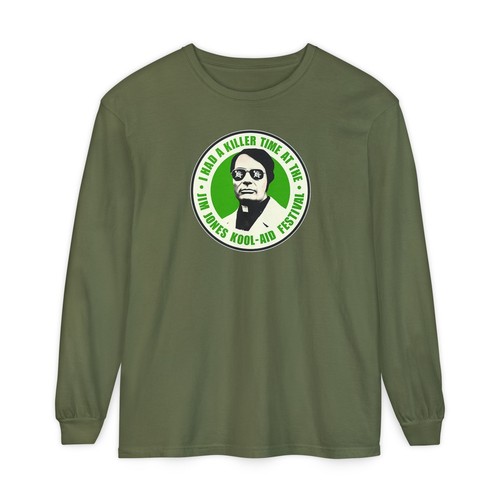 Jim Jones Jonestown Festival Unisex Garment-dyed Long Sleeve T-Shirt - Picture 42 of 69