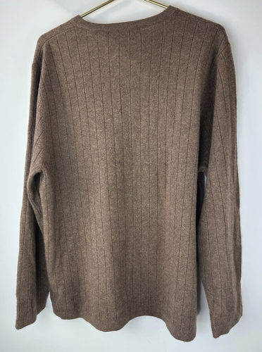 Apt. 9 Cashmere V-Neck Ribbed Sweater Brown Long Sleeve Pullover Men's Size XL - Picture 5 of 11
