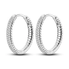 MULA Sparkling Hoop Snake Earrings Pave AAA CZ Women Jewelry 925 Sterling Silver