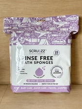 Scrubzz Disposable No Rinse Bathing/Shower Wipes - 100%  LAVENDER  25pk