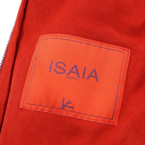 Isaia Napoli Red Unlined Hooded Suede Leather Jacket M (Eu 50) Hoodie NWT - Picture 8 of 10