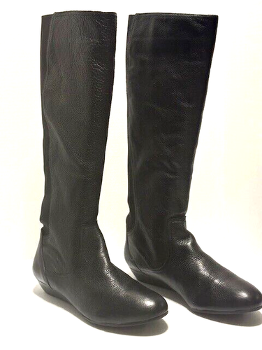 Antonio Melani Women's Size 9.5 M Black Leather Knee High Wedge Riding Boots - Picture 3 of 12
