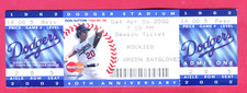 FULL TICKET! 4/6/02 DODGERS KAZUHISA ISHII MLB DEBUT & CAREER WIN #1