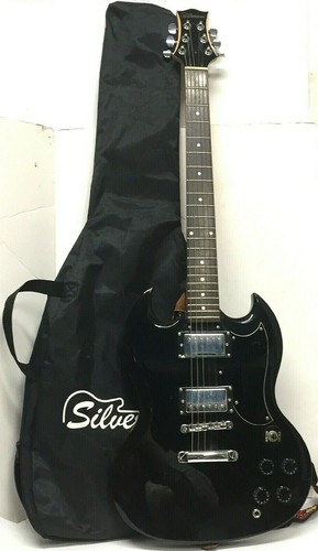 Vintage Silvertone BLACK GUITAR With Soft Back - Foto 2 di 12