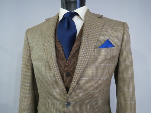 Harbor Bespoke Holland Sherry Savile Row Wolle Seide seitlich belüftet Sport Mantel 38 R - Bild 2 von 11