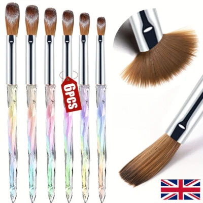 6Pcs/Set Acrylic Powder Brushes Kolinsky Sable Brushes New Nail Art Brush Set