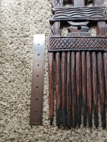 African Ashanti Marriage Wood Comb African masks ritual mask ceremony 17" Long - Picture 5 of 7