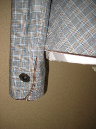 Classique Entier wool blend plaid blue/brown rhinestone pockets fitted blazer 4 - Picture 6 of 12