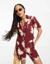 NWT ASOS Design 2 in 1 shirt playsuit in palm print Sz 6