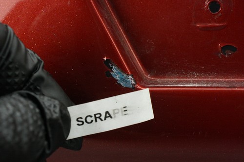 1995 Harley Road King Left Saddlebag Lower Case + Latch Hardware RED w/ FLAMES - Picture 9 of 23