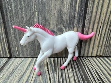 Unicorn Mythical Horse Figure Horn Fantasy Toy Fun Express White Pink Vtg 3"