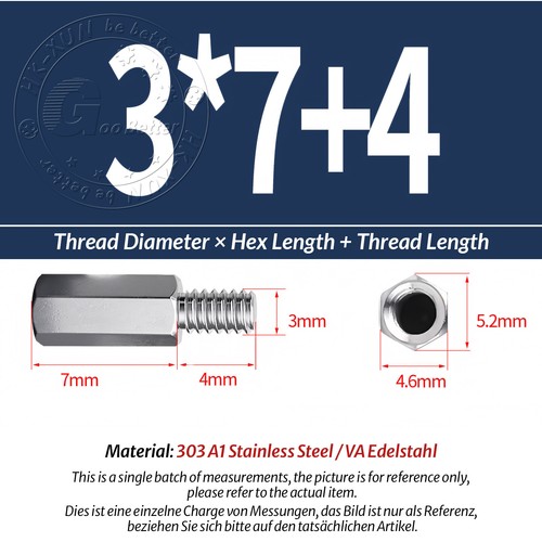 M3 Male-Female Stainless Steel Hex Standoff Screw Spacer Pillar Hex Support - Picture 22 of 59